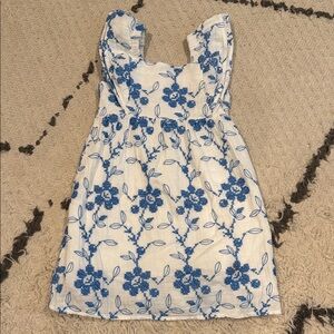 Zara Kids White and Blue Floral Casual Dress